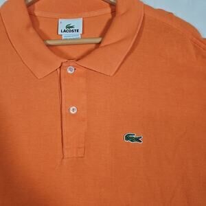 Lacoste Polo Shirt Mens 4XL (9) Cotton Embroidered Croc Logo Peach Tag 9 Preppy